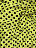 Bright Yellow-Green with Black Polka Dots