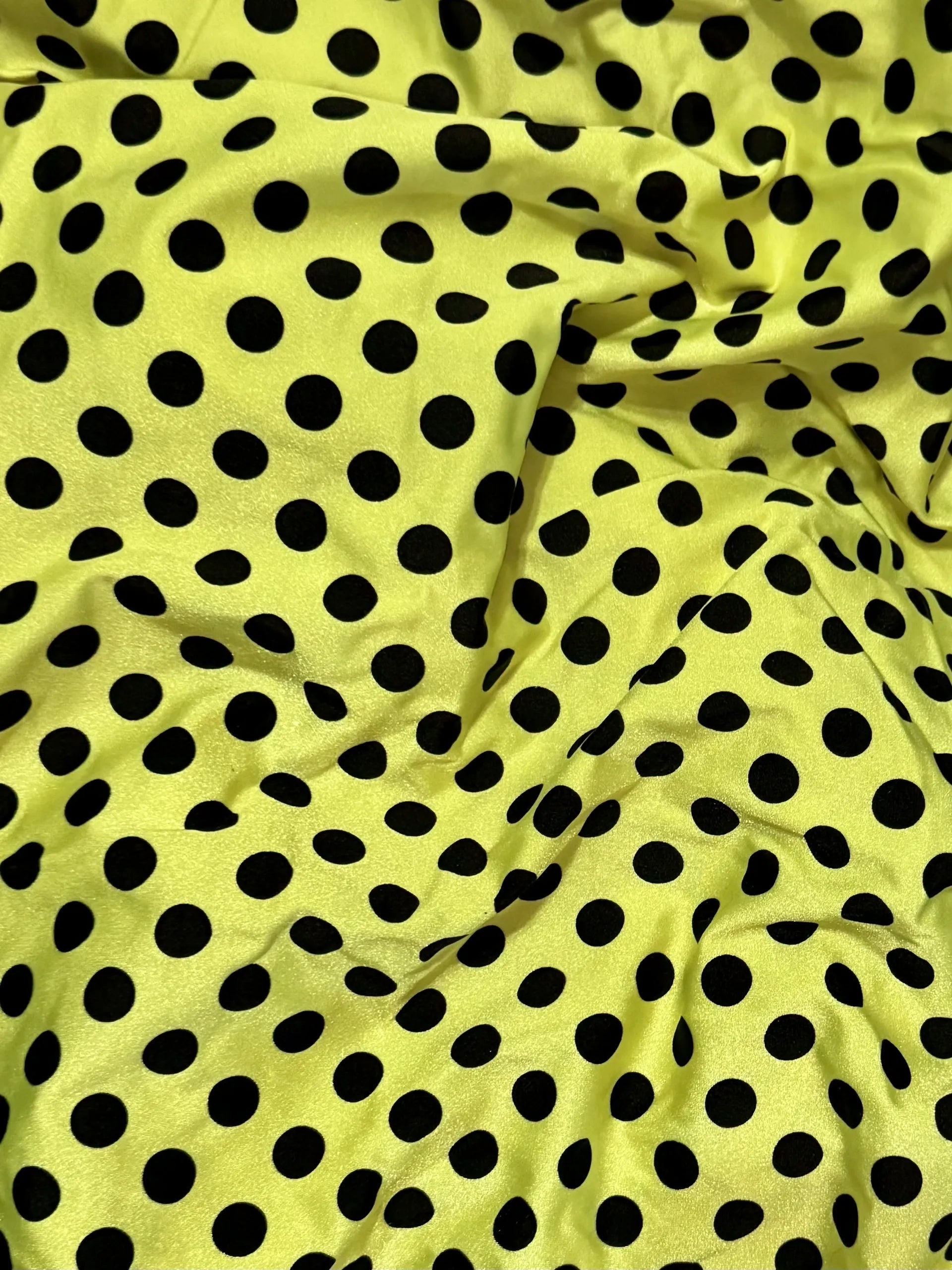 Bright Yellow-Green with Black Polka Dots