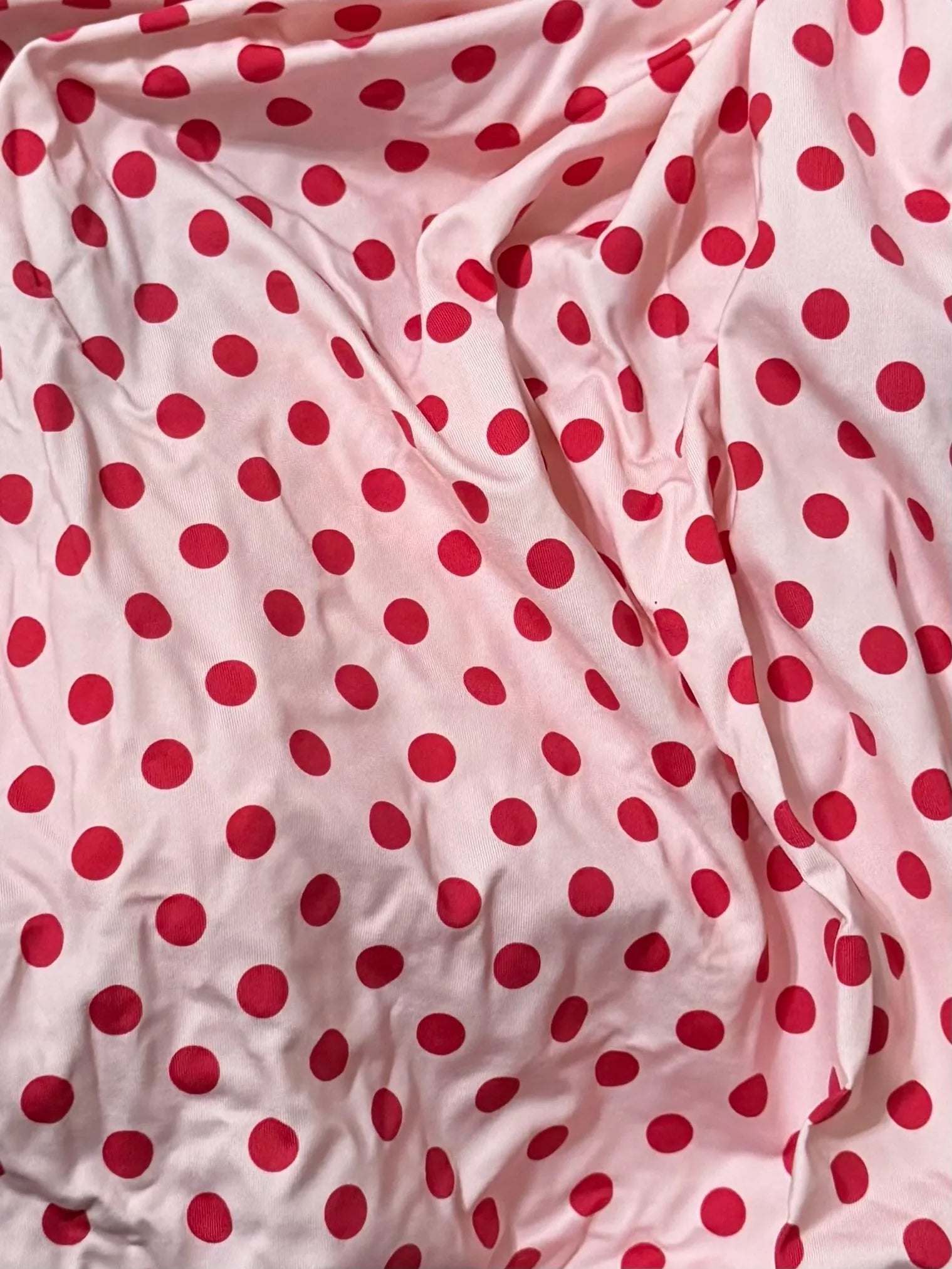Pale Pink with Red Polka Dots